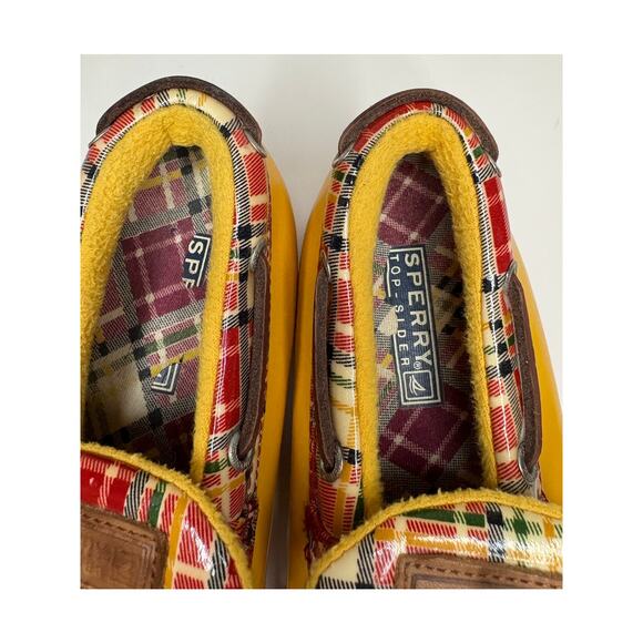 Sperry Top Sider Waterproof Rubber Duck Boot Yellow Plaid Women's Sz 8.5 - Picture 8 of 10